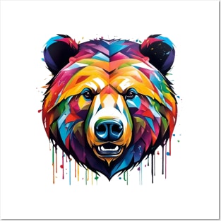 Bear Head Dripping Rainbow Graffiti Posters and Art